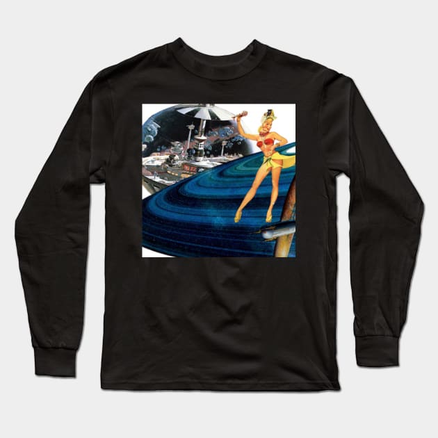 Dancing on Saturn Rings Long Sleeve T-Shirt by snexus